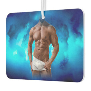 SlipperyJoe's muscular bearded man shirtless sixpa Car Air Freshener