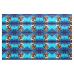 SlipperyJoe's muscular bearded man shirtless sixpa Fabric