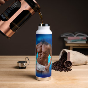 SlipperyJoe's muscular bearded man white underwear Water Bottle