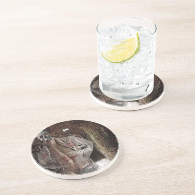 SlipperyJoe's muscular ghost stone dimly lit tunne Coaster (Side)