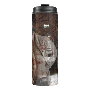SlipperyJoe's muscular ghost stone dimly lit tunne Thermal Tumbler