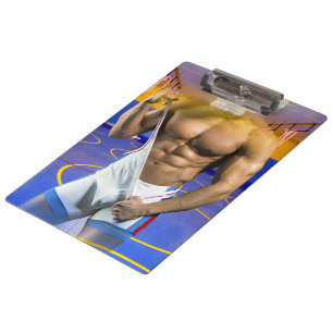 SlipperyJoe's muscular man bulge six-pack gym trai Clipboard