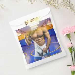 SlipperyJoe's muscular man bulge six-pack gym trai Favour Bags