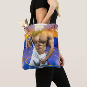 SlipperyJoe's muscular man bulge six-pack gym trai Tote Bag