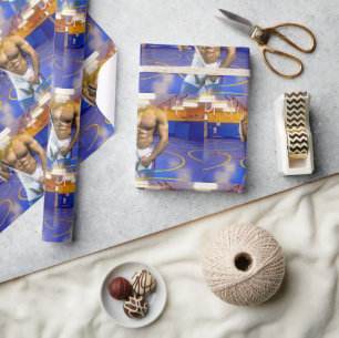 SlipperyJoe's muscular man bulge six-pack gym trai Wrapping Paper