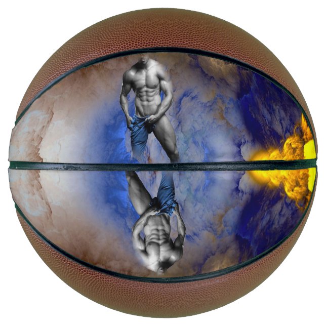 SlipperyJoe's muscular man physique steamy shirtle Basketball (Front)