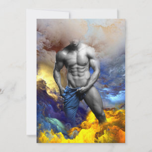SlipperyJoe's muscular man physique steamy shirtle Holiday Card