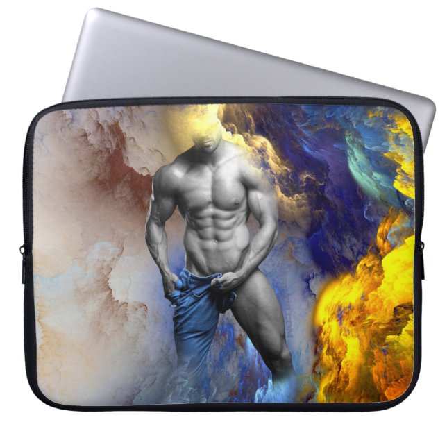 SlipperyJoe's muscular man physique steamy shirtle Laptop Sleeve (Front)