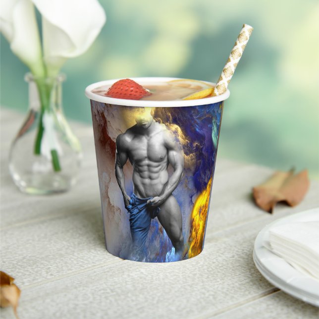 SlipperyJoe's muscular man physique steamy shirtle Paper Cups (Insitu)