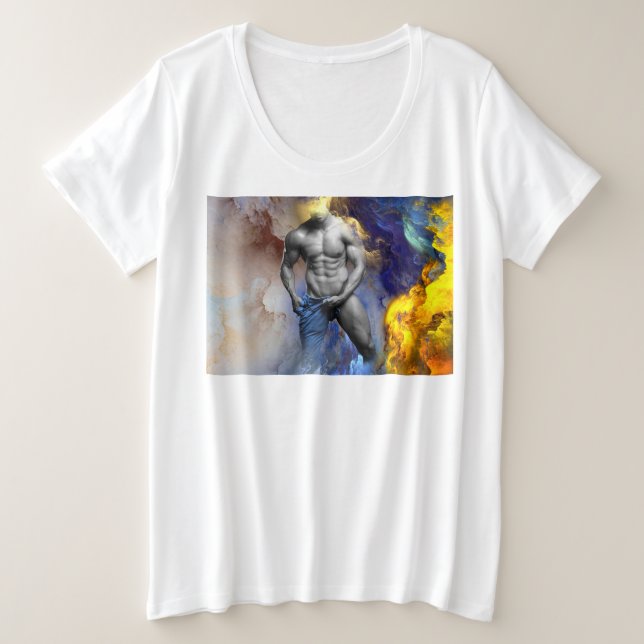 SlipperyJoe's muscular man physique steamy shirtle Plus Size T-Shirt (Design Front)