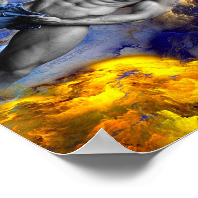 SlipperyJoe's muscular man physique steamy shirtle Poster (Corner)