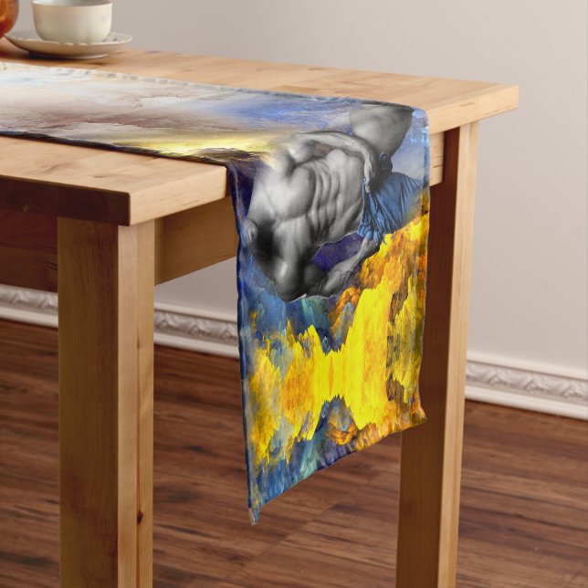 SlipperyJoe's muscular man physique steamy shirtle Short Table Runner (In Situ)