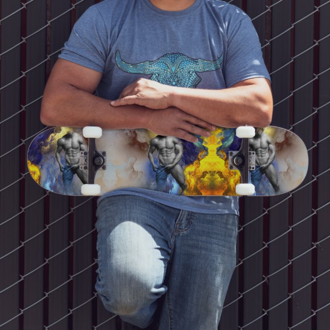 SlipperyJoe's muscular man physique steamy shirtle Skateboard (Outdoor 3)