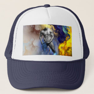 SlipperyJoe's muscular man physique steamy shirtle Trucker Hat