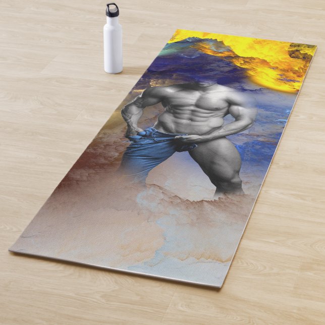 SlipperyJoe's muscular man physique steamy shirtle Yoga Mat (In Situ)