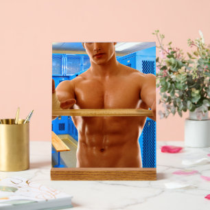 SlipperyJoe's muscular man shirtless chest 6-pack Acrylic Sign