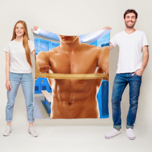 SlipperyJoe's muscular man shirtless chest 6-pack  Fleece Blanket