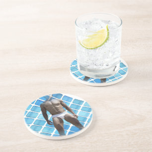 SlipperyJoe's muscular man six-pack abs white unde Coaster
