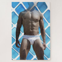 SlipperyJoe's muscular man six-pack abs white unde