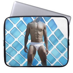 SlipperyJoe's muscular man six-pack abs white unde Laptop Sleeve