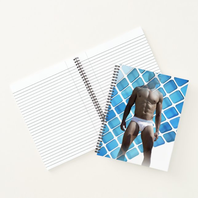 SlipperyJoe's muscular man six-pack abs white unde Notebook (Inside)