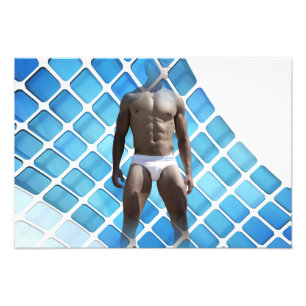 SlipperyJoe's muscular man six-pack abs white unde Photo Print