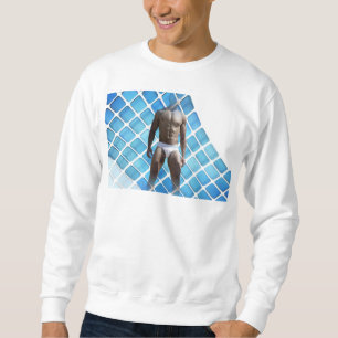 SlipperyJoe's muscular man six-pack abs white unde Sweatshirt