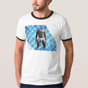 SlipperyJoe's muscular man six-pack abs white unde T-Shirt