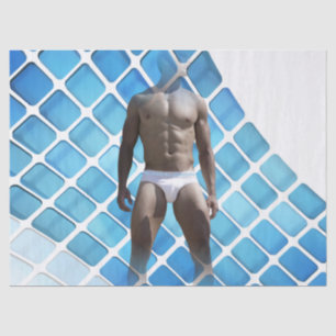 SlipperyJoe's muscular man six-pack abs white unde Tissue Paper