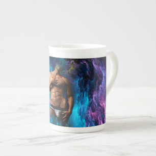 SlipperyJoe's muscular man underwear bulge cosmic  Bone China Mug