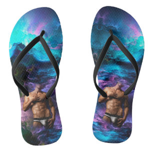 SlipperyJoe's muscular man underwear bulge cosmic  Jandals