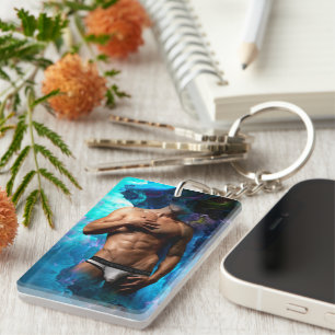 SlipperyJoe's muscular man underwear bulge cosmic  Key Ring
