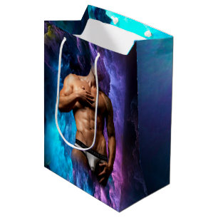 SlipperyJoe's muscular man underwear bulge cosmic  Medium Gift Bag