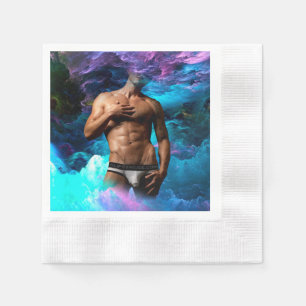 SlipperyJoe's muscular man underwear bulge cosmic Napkin