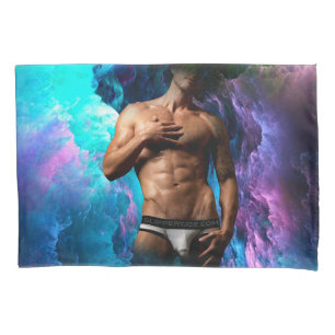 SlipperyJoe's muscular man underwear bulge cosmic  Pillowcase
