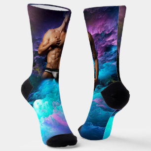 SlipperyJoe's muscular man underwear bulge cosmic Socks