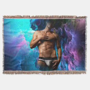 SlipperyJoe's muscular man underwear bulge cosmic Throw Blanket