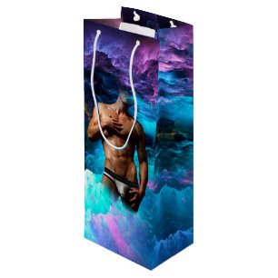SlipperyJoe's muscular man underwear bulge cosmic Wine Gift Bag
