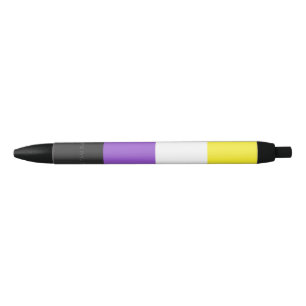 SlipperyJoe's Nonbinary Pride Flag gay gifts LGBTQ Black Ink Pen