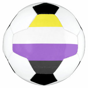 SlipperyJoe's Nonbinary Pride Flag gay gifts LGBTQ Soccer Ball