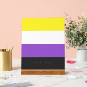 SlipperyJoe's Nonbinary Pride Flag yellow white pu Acrylic Sign