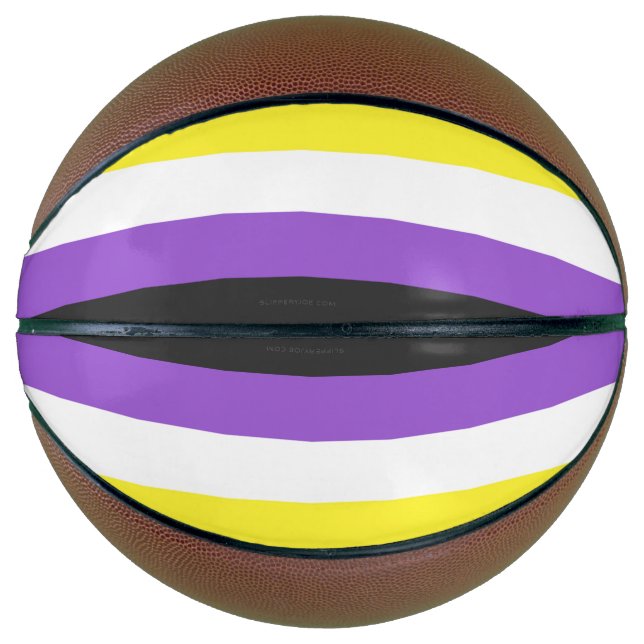 SlipperyJoe's Nonbinary Pride Flag yellow white pu Basketball (Front)