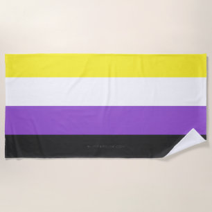 SlipperyJoe's Nonbinary Pride Flag yellow white pu Beach Towel