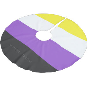 SlipperyJoe's Nonbinary Pride Flag yellow white pu Brushed Polyester Tree Skirt