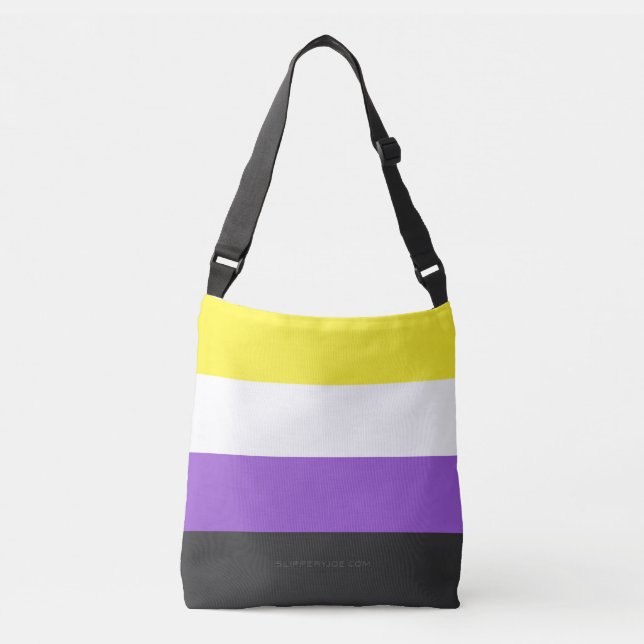 SlipperyJoe's Nonbinary Pride Flag yellow white pu Crossbody Bag (Front)