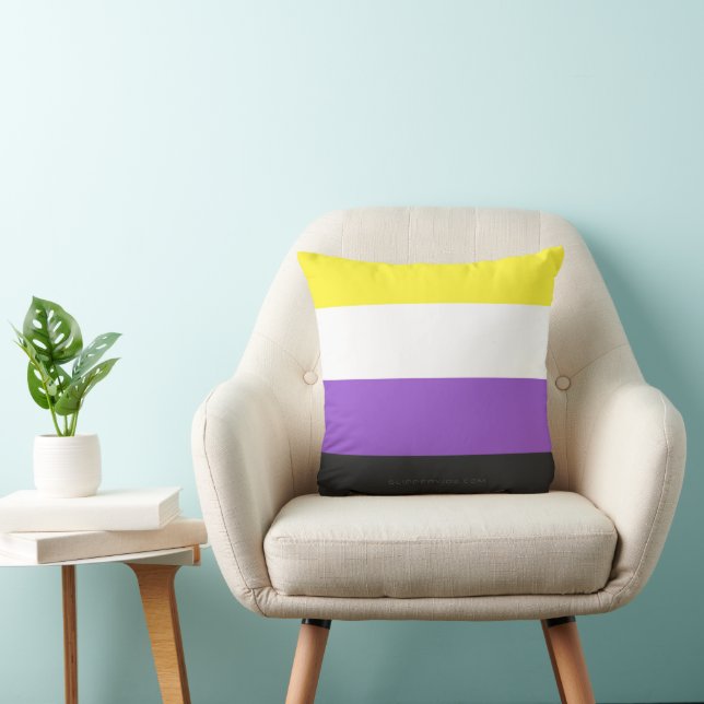 SlipperyJoe's Nonbinary Pride Flag yellow white pu Cushion (Chair)