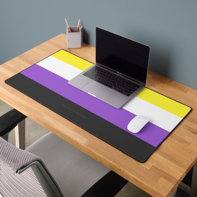 SlipperyJoe's Nonbinary Pride Flag yellow white pu Desk Mat (Office 2)