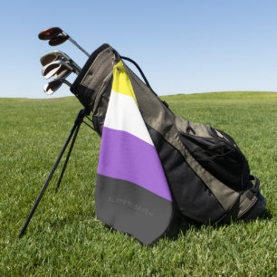 SlipperyJoe's Nonbinary Pride Flag yellow white pu Golf Towel