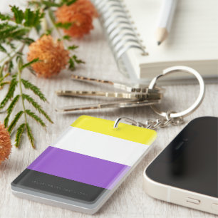 SlipperyJoe's Nonbinary Pride Flag yellow white pu Key Ring