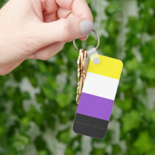 SlipperyJoe's Nonbinary Pride Flag yellow white pu Key Ring